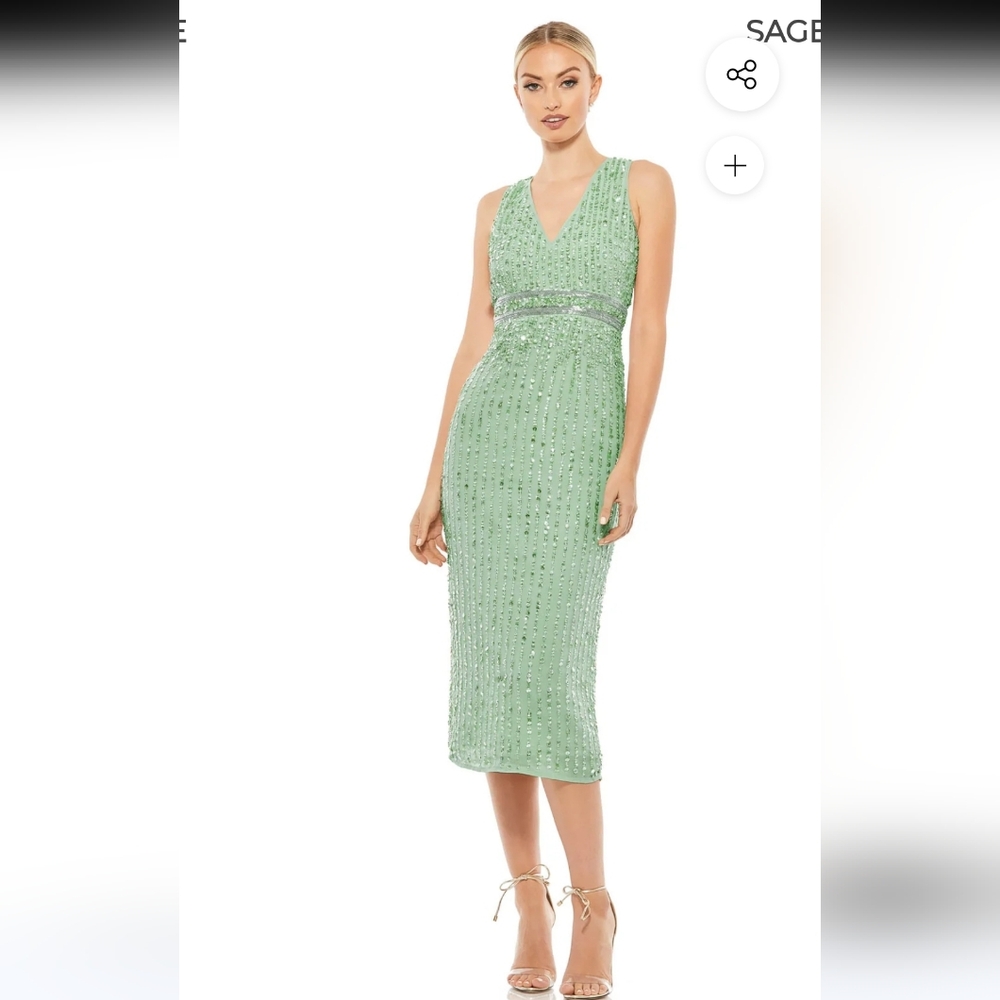 Mac Duggal Sequined V-Neck Sheath Dress